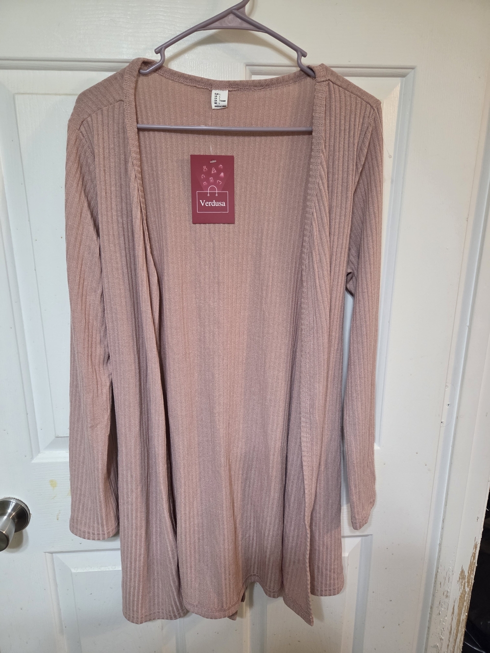 Verdusa Ribbed Open-Front Cardigan in Dusty Rose